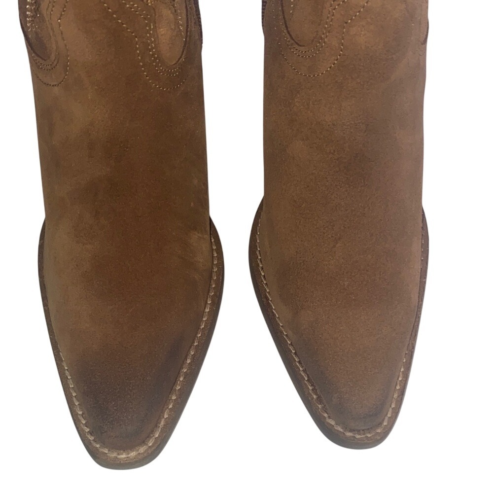 Dingo Whiskey Brown Suede Over The Knee Western Cowboy Boots‎ Pointed Toe Heel - Picture 10 of 12